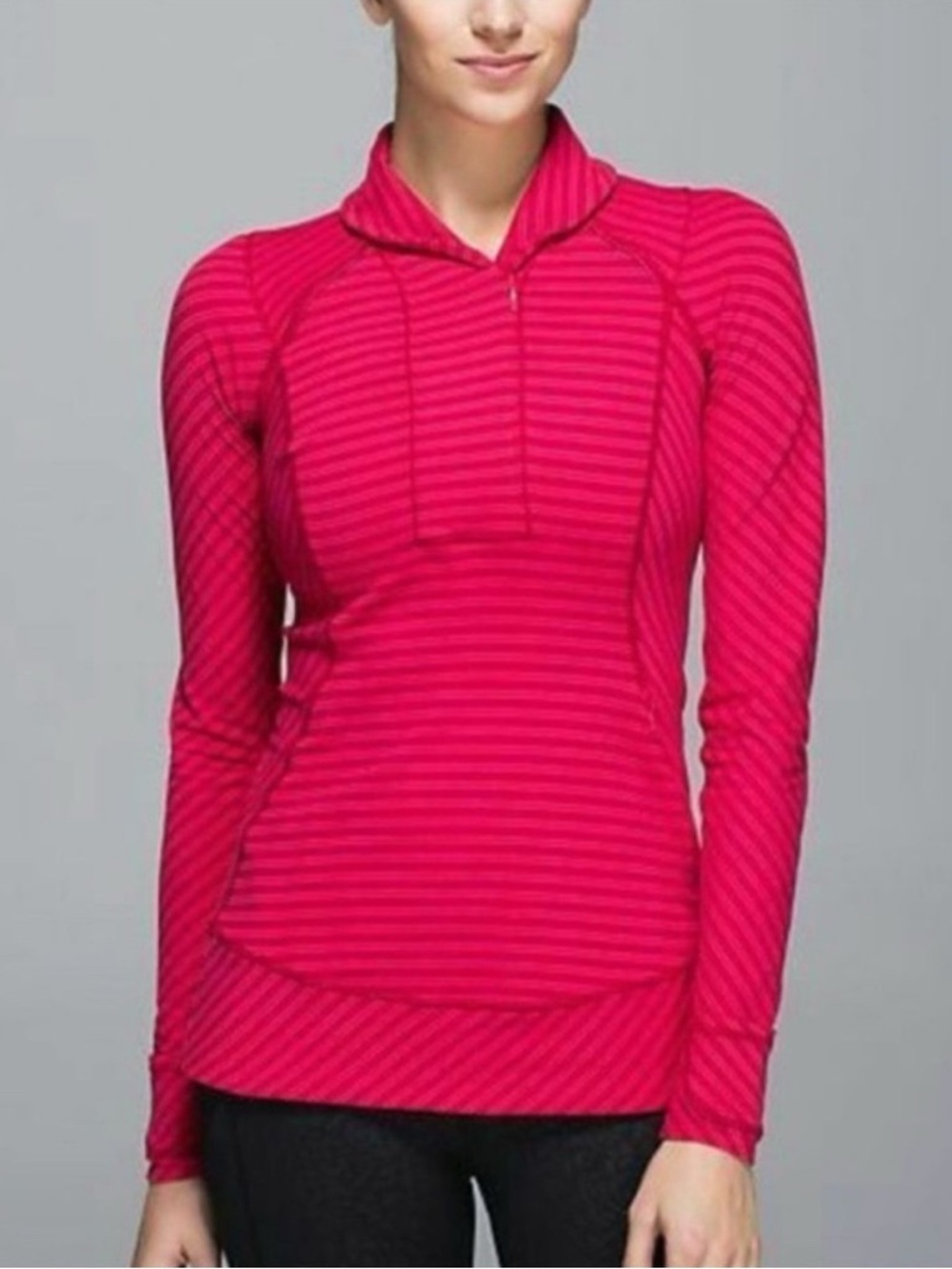 Lululemon Think Fast pullover Stripe Boom Juice Deepest Cranberry